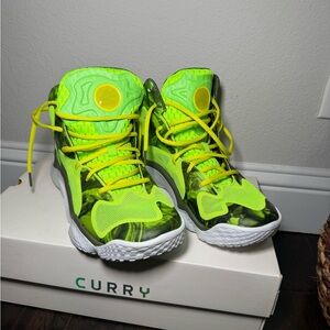 Under Armour Curry Neon Green High-Top Athletic Shoes